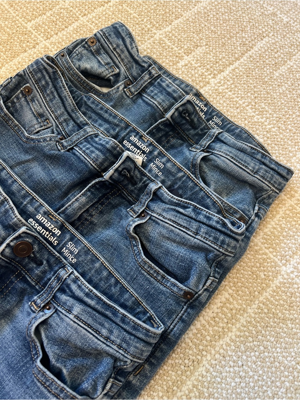 Bundle of 2 Amazon Essentials Kids Slim Mince Jeans - Faded Blue Denim